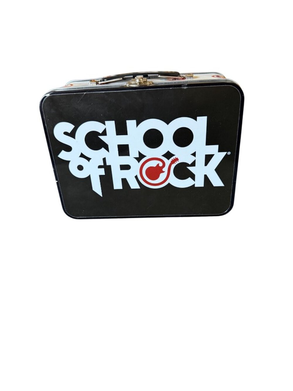 School Of Rock Metal Lunch Box Tin Carry Case Black White Red
